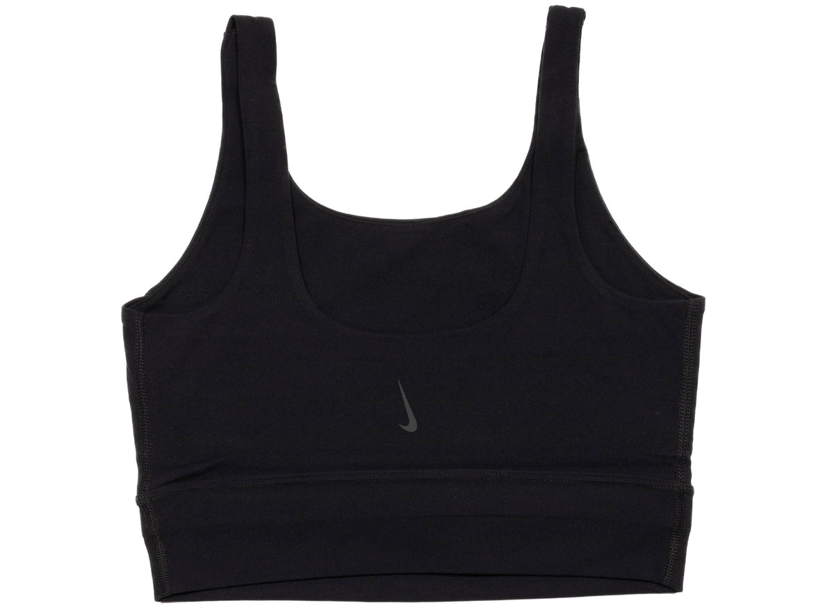 Women's Nike Yoga Luxe Crop Tee in Black / Dark Smoke Grey